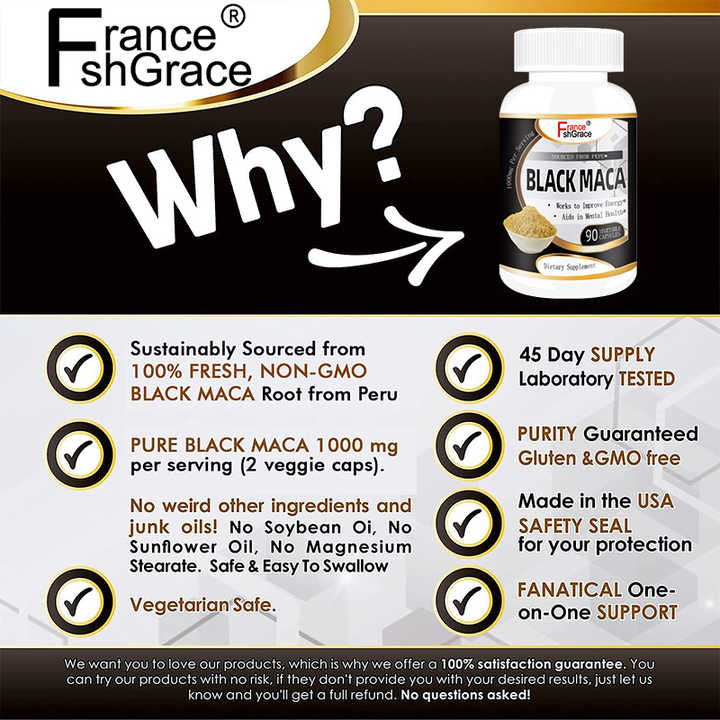 Maca Power Capsules, Black Maca Root Capsule for Men's Stamina Enhancement