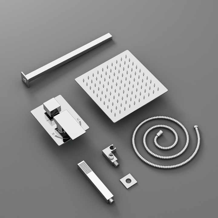 Remove hidden chrome square cold water shower