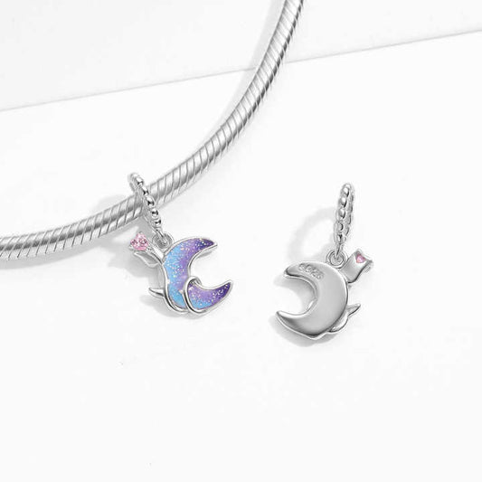 Bracelet Charm Necklace Jewelr- Flower and Moon Pendant