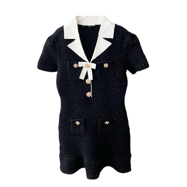 Luxury women's short-sleeved dress