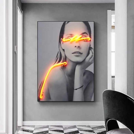 مجردة 3D ليد مضاءة ديكور المنزل الفندق جدار الفن صورة المرأة ملصق الصور أدى ضوء اللوحة