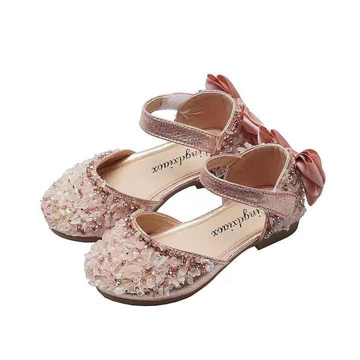أحذية للفتيات نصف صنادل بنعل ناعم من حجر . Girls' Shoes Half Sandals with Rhinestone