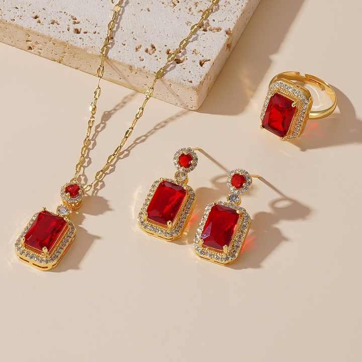 Plated necklace and earrings