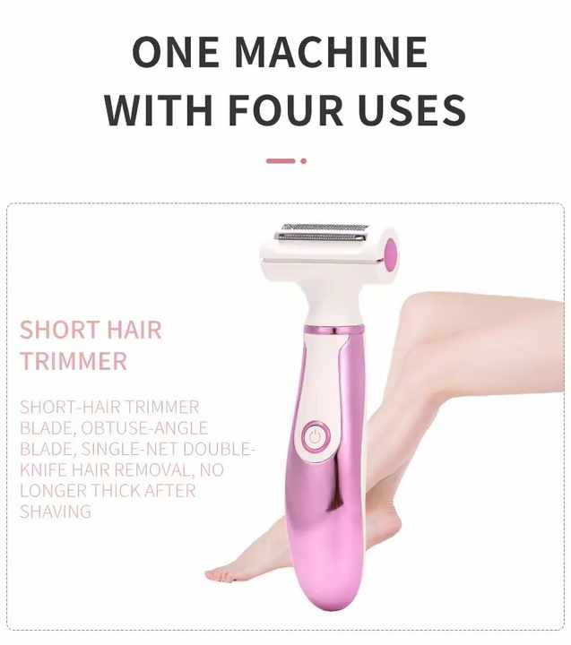 Face Shaver Bikini Pubic Groin Hair Trimmer Home- 4 in 1 Electric Epilator for Women Hair Removal