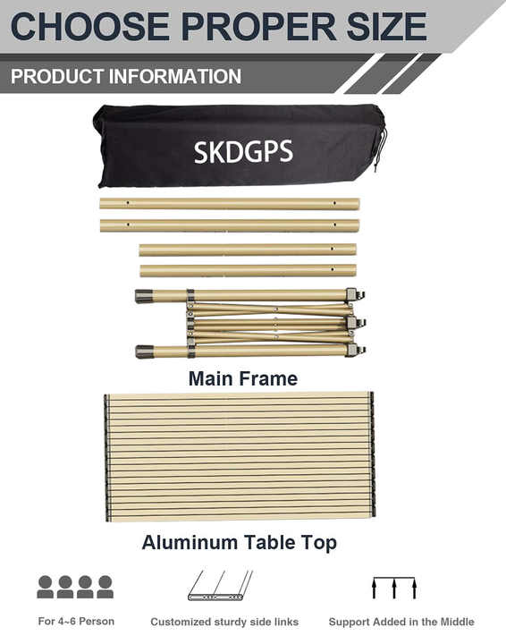 Square Folding Camping Table. Modern Design Lightweight Carbon