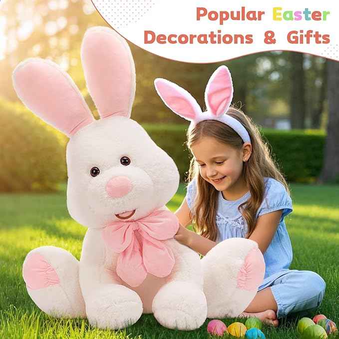Rabbit Upright Ears Gift for Kids Women's Day Cotton - لعبة أرنب عيد الفصح المحشوة الناعمة