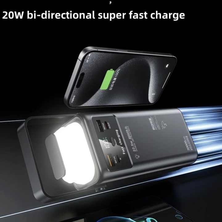 Power bank with cable and lamp