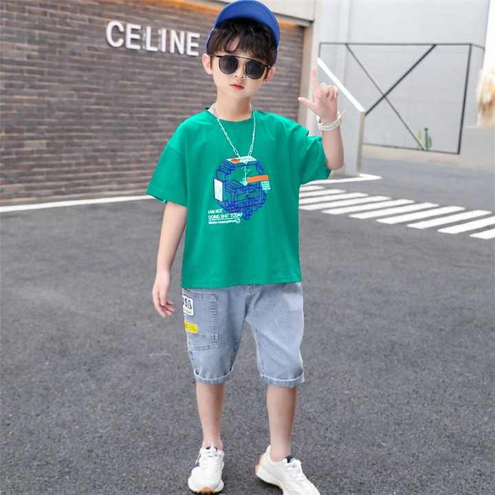 Summer Fashion Bamboo Baby Boy Clothes Sets.