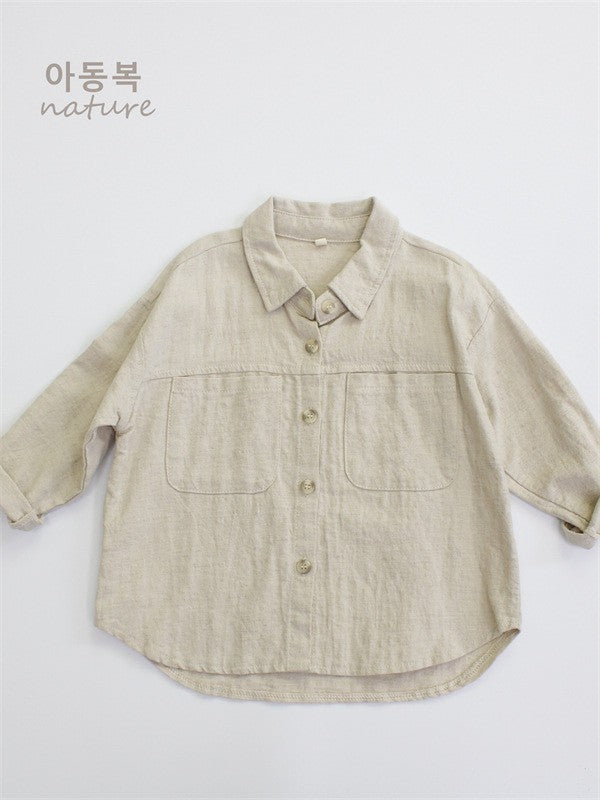 تيشيرت أطفال ربيعية من القطن والكتان