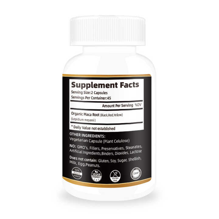Maca Power Capsules, Black Maca Root Capsule for Men's Stamina Enhancement