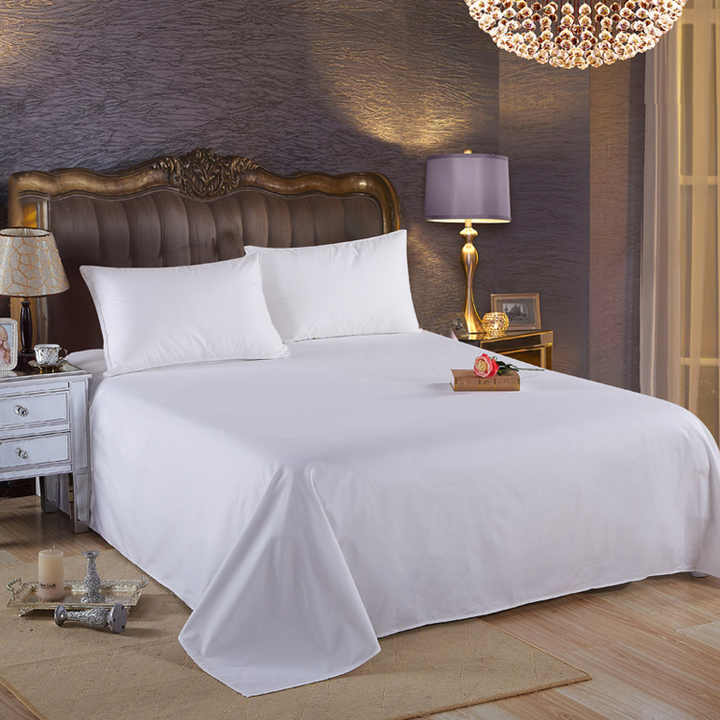 White Satin Hotel Bed Sheet Sets 200T 250T 300T 600T,