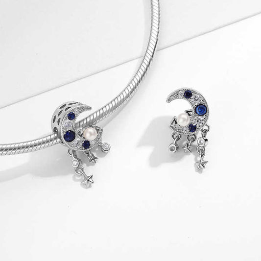 Women DIY Bracelet Charm Necklace Jewelry - Original Silver Moon Cradle Charm