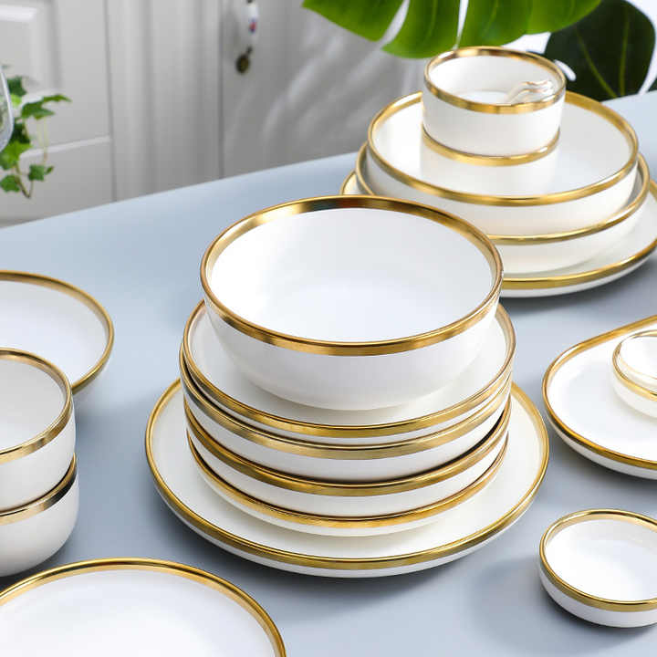 Luxury ceramic dinnerware serving dishes for restaurant ceramic أواني منزلية أطباق تقديم طعام خزفية فاخرة للمطعم سيراميك