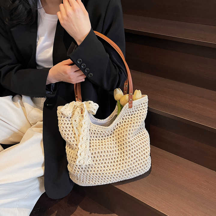 High quality woven women's handbags with large capacity