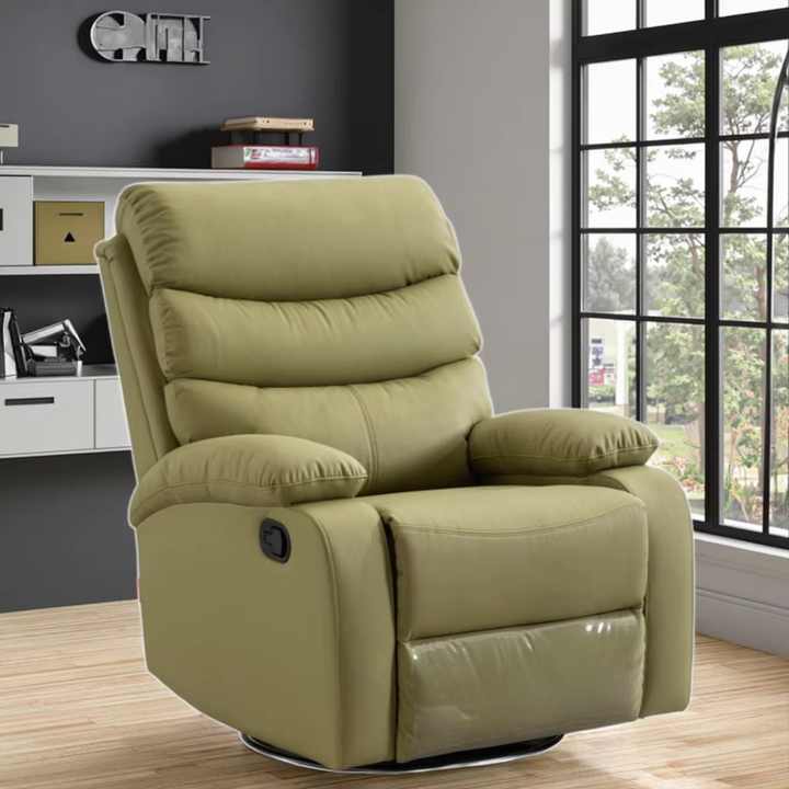 Green faux leather swivel lounge sofa