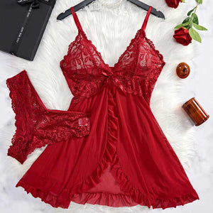 ملابس داخلية شفافة حمراء مثيرة ملابس داخلية نسائية ملابس نوم Sexy Red Transparent Lingerie Women's Underwear Lace