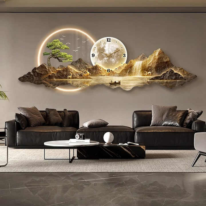 Factory direct sale, crystal landscape painting with wall clock