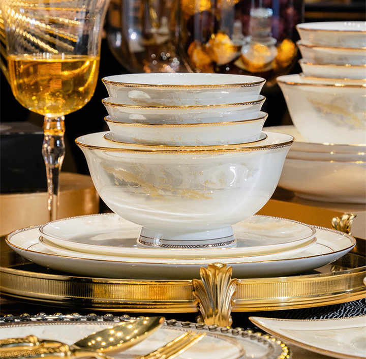Luxury Bone China Plates with Gold Rim Dessert Plates