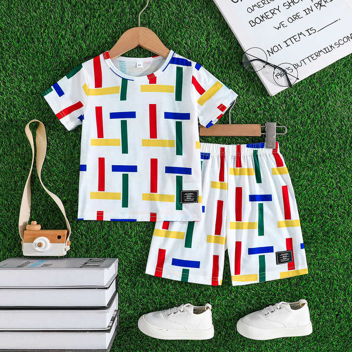 ملابس أطفال كاجوال صيفية بأكمام قصيرة . Summer Casual Children's Clothes Short Sleeve Letter