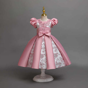 Girls Baby Mesh Puff Sleeves Birthday Party Dress