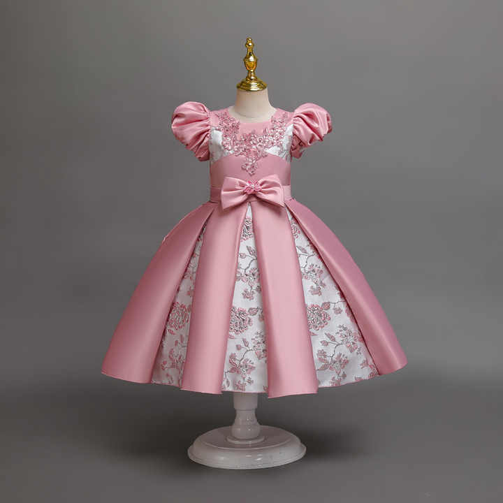 Summer Clothes Bow Satin Princess Dress فستان حفلات أعياد الميلاد
