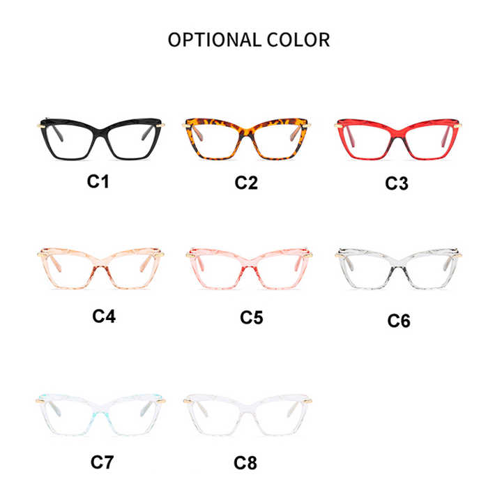 نظارات إطار بصري شفافة عالية الجودة للنساء بشعار عصري جديد مخصصHigh Quality Fashion Women New Trendy Logo Custom Transparent Clear Optical Frame Glasses