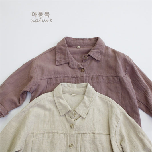 تيشيرت أطفال ربيعية من القطن والكتان