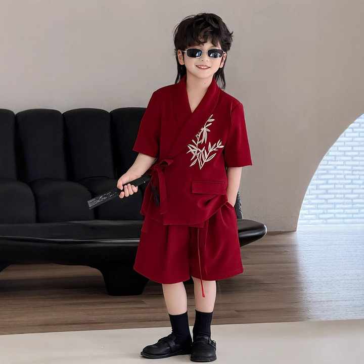 شورت اولاد بدلة تانغ مطرزة