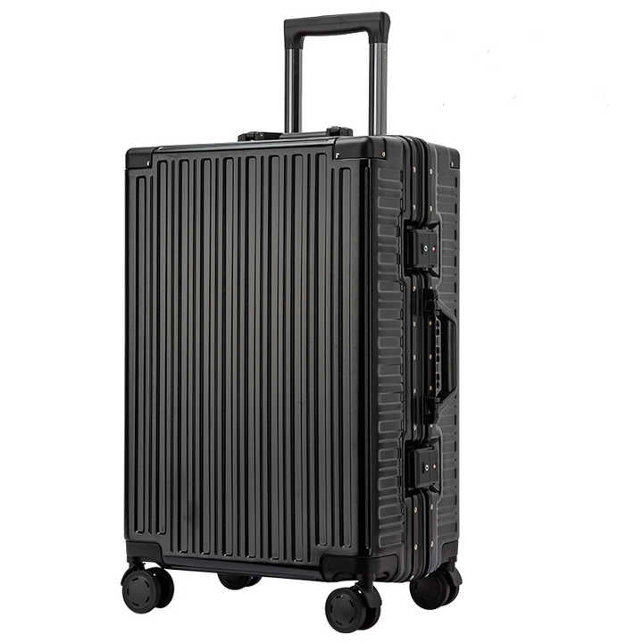 Aluminum frame luggage without zipper, made of solid metal