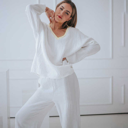 بيجامة نوم نسائية كم طويل