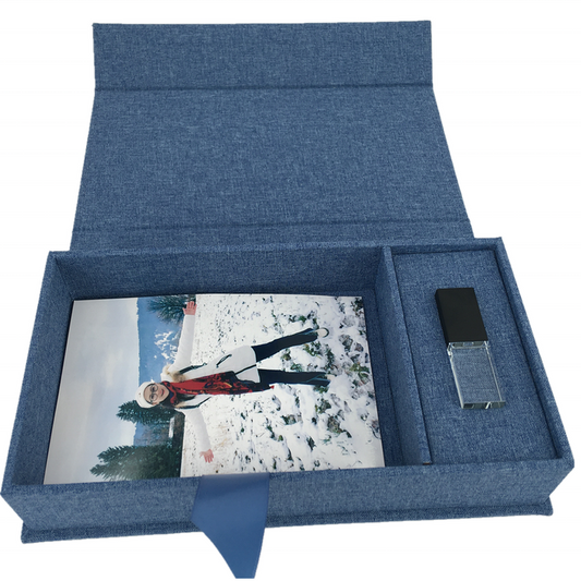 x6 5x7 6x8 photos and USB. Linen Box 4x6 5x7 6x8