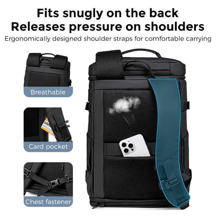 حقائب الظهر  للرجال سوداء لتخزين الأحذية الفردية 32 لتر سعة كبيرة