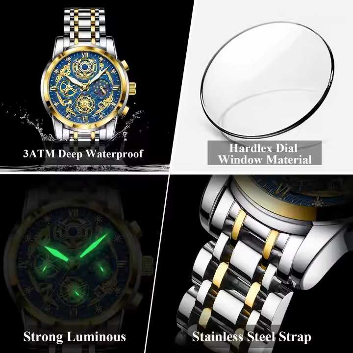 POEDAGAR 984 كرونوغراف فاخرة للرجال . POEDAGAR 984 Luxury Men's Chronograph
