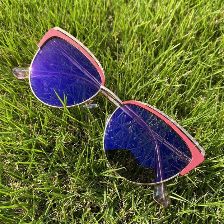 Women's Alloy Gold Cat Eye Anti-Blue Light Blocking Glasses, Anti-Blue Light Blocking, Spring Hinges