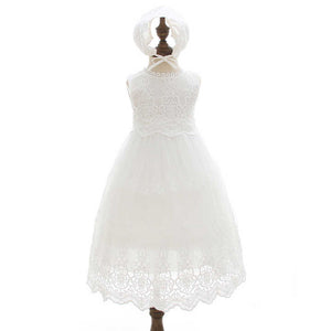 Clothes for Wedding With Hat فستان معمودية للأطفال حديثي الولادة