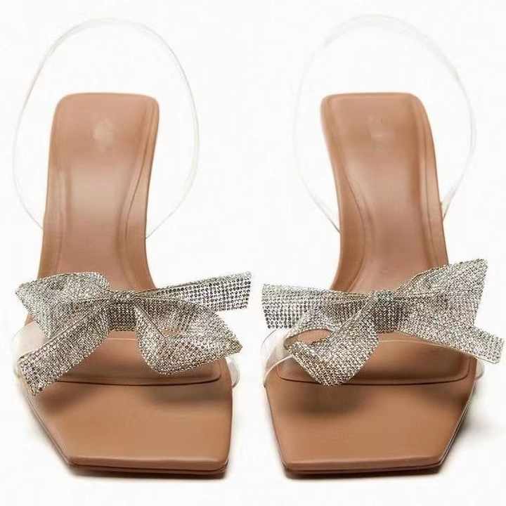 Women's transparent high heel with bow knot