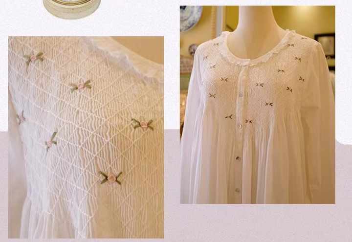 Women's white cotton nightgown