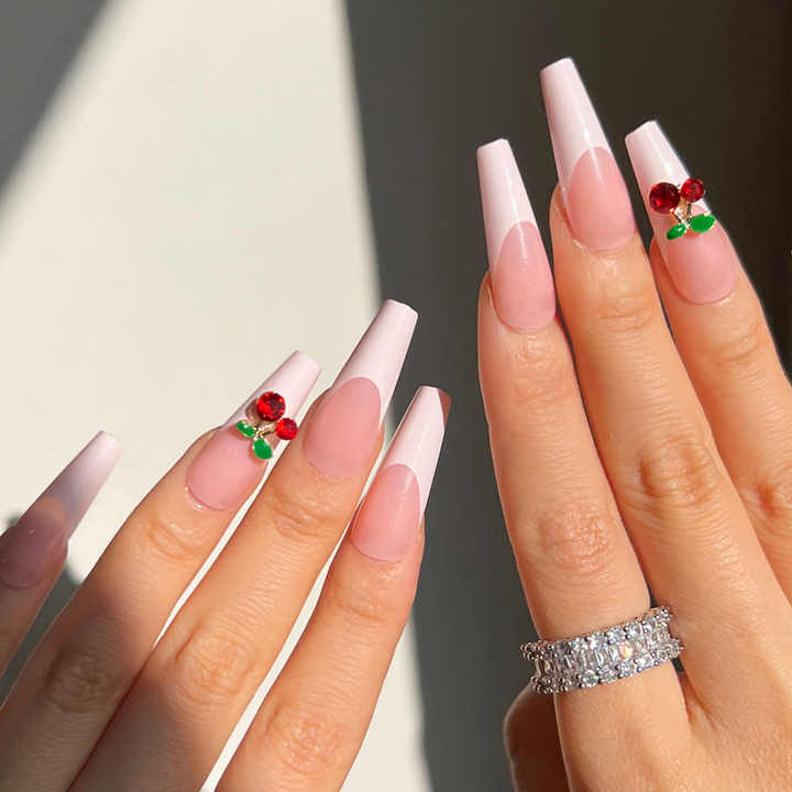 Diamond Pink Leopard Print Long Coffin Nails