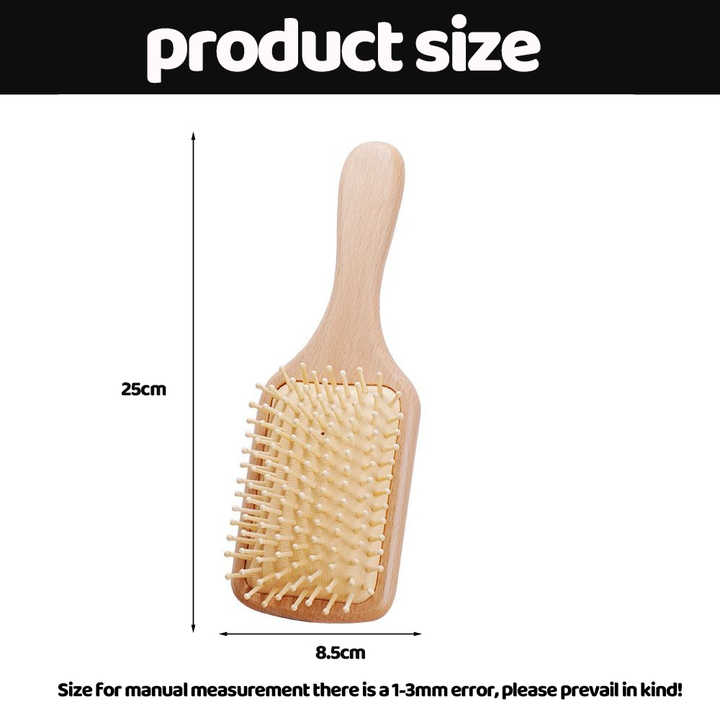 Wooden Air Cushion Massage Comb For Women - أداة علاجية ذات أسنان واسعة وشخصية كبيرة، فرشاة شعر أسطوانية