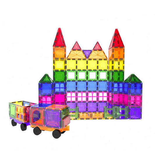 Magnetic building block toys for kids ages 3 and up.