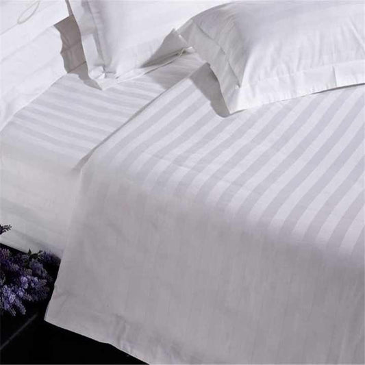 Star Hotel Standard White Bedspreads 3cm Stripe Bed