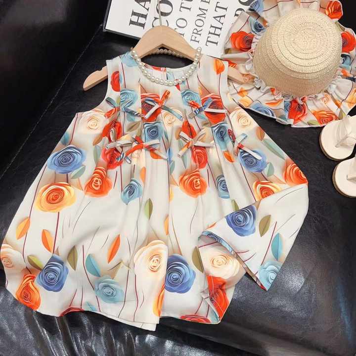 Sundress Send Hat Hot Sale -فستان أطفال للبنات
