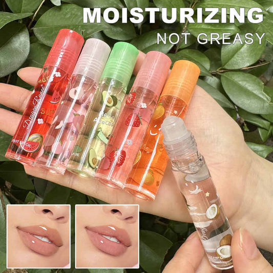 Random Roll On 6 Colors Fruit Oil Mirror Moisturizing Transparent Long Lasting Cosmetics Moisturizing Lip Gloss Lip Balm