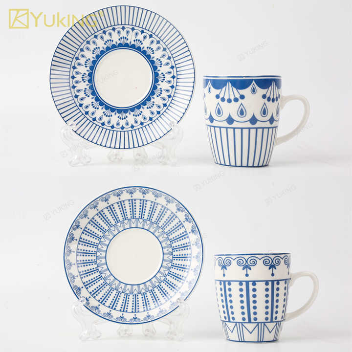 cups and saucers . الكؤوس والصحون