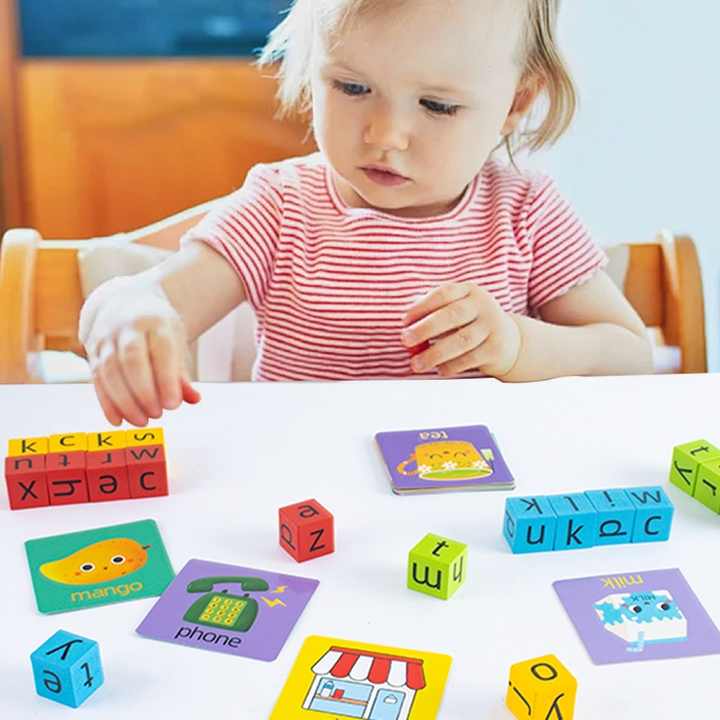 مكعبات بناء حروف خشبية ألعاب تهجيلية أحرف . Wooden Letter Building Blocks Spelling