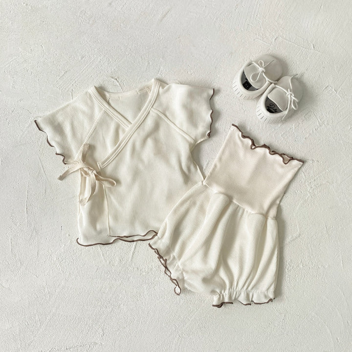 Cotton Waffle Set 3pcs Newborn Babyطقم وافل قطني -100%