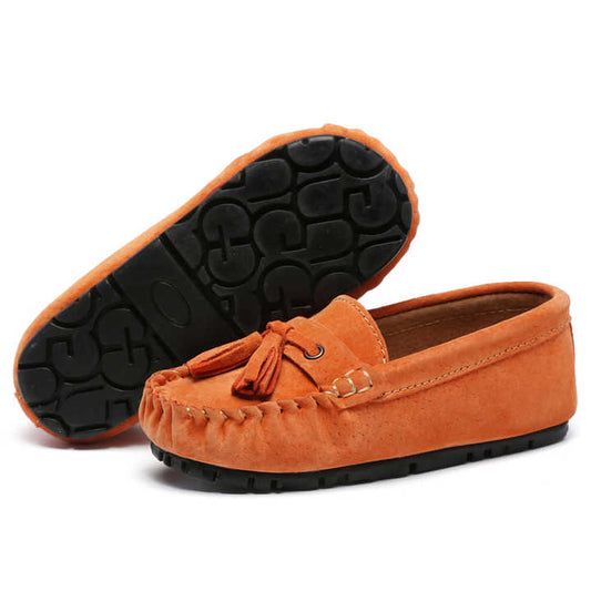 Real Leather Tassel Bean Shoes Children