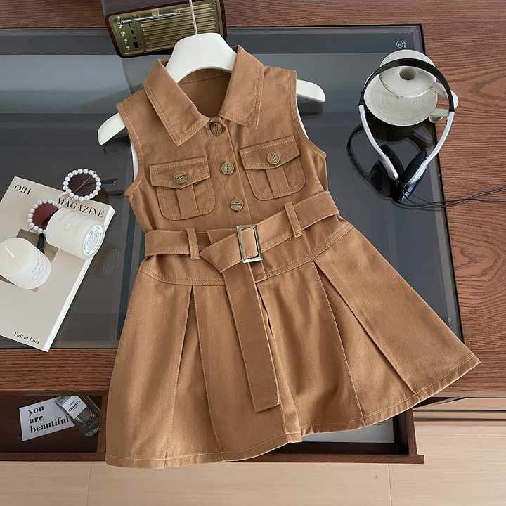 Summer New Girls' Casual Sleeveless-فستان جينز صيفي