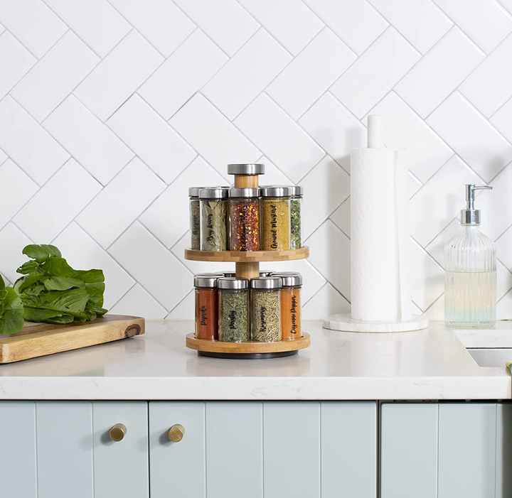 Wooden countertop kitchen organizer . منظم مطبخ خشبي يوضع على الطاولة