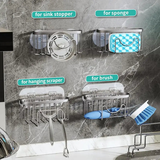 Multifunctional steel kitchen sink rack.